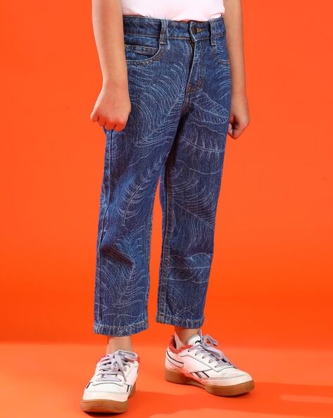 Blue Printed Jeans by Andersson Bell on Sale