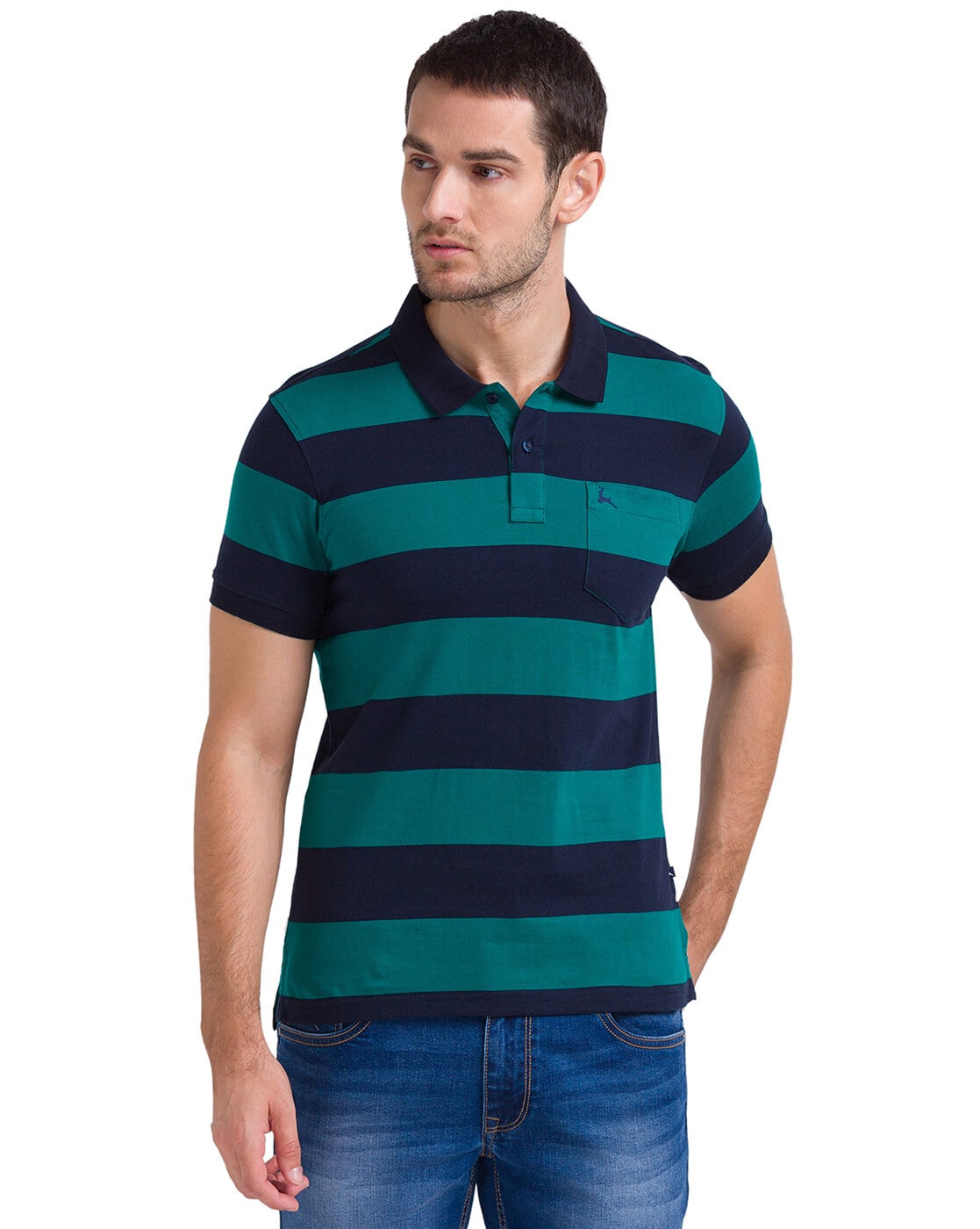 Green and blue striped hotsell polo shirt