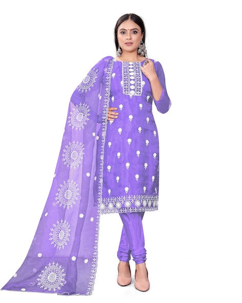 Women Embroidered Unstitched Dress Material Price in India