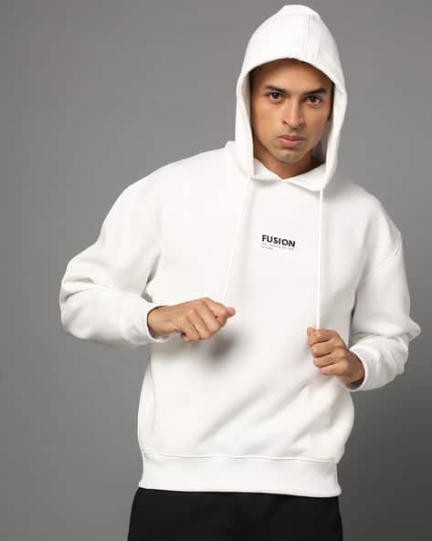 White Hoodie Back Print Men Back Print Oversized Hoodie