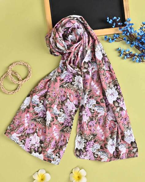Women Floral Print Stole with Stitched Detail Price in India
