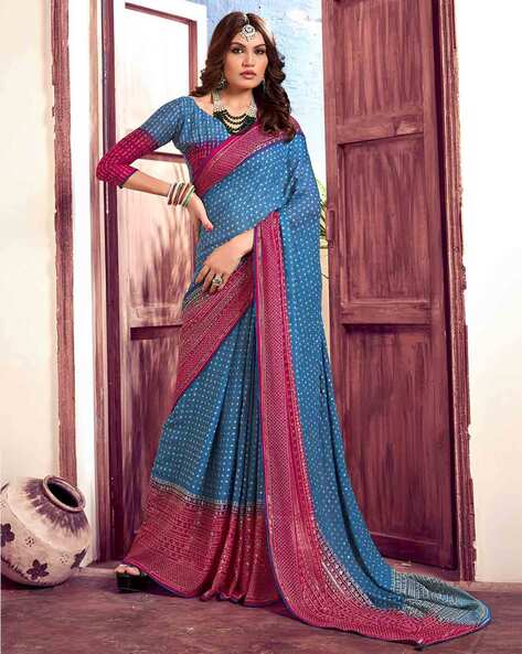 Buy Blue Sarees for Women by SATRANI Online