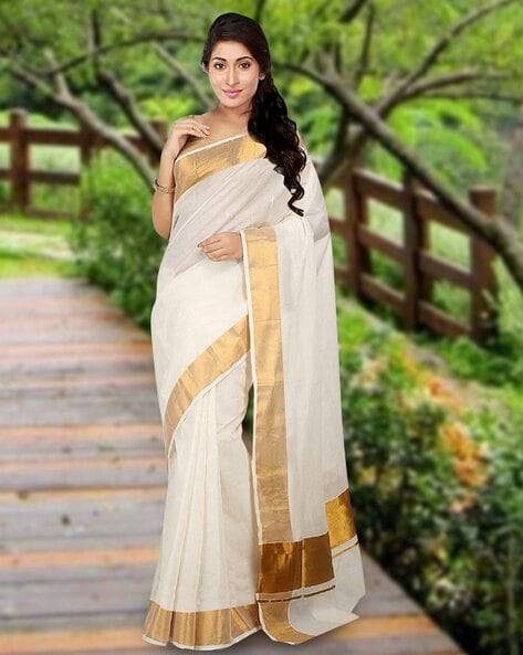 Beige Handloom Cotton Saree