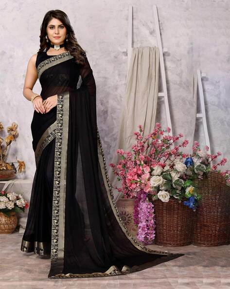 Black Georgette Saree With Blouse 278312