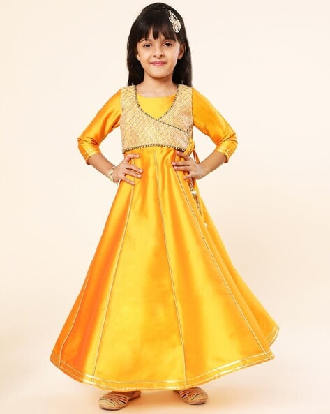 Kids Brown Long Maxi Gown For Girls - EVERWILLOW - 3594417