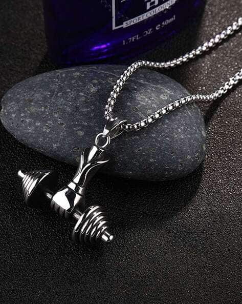 BHRM Men Chain with Dumbbell Pendant