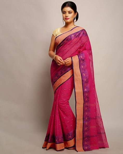 Buy Magenta Sarees for Women by Indie Picks Online