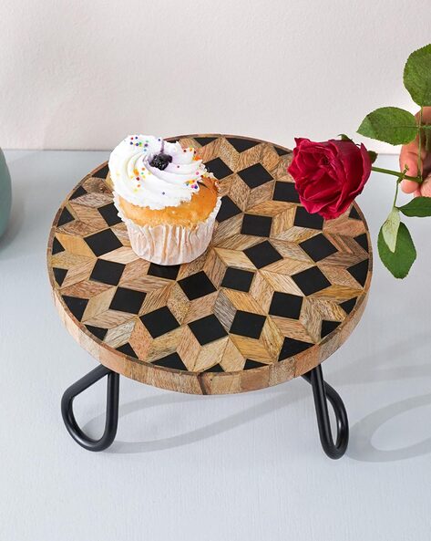 NikkisPride Marble Cake Stand With Wooden Base - directcreate.com