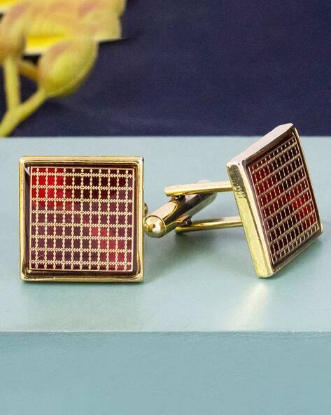 Buy Maroon Cufflinks Tiepins for Men by Kavove Online