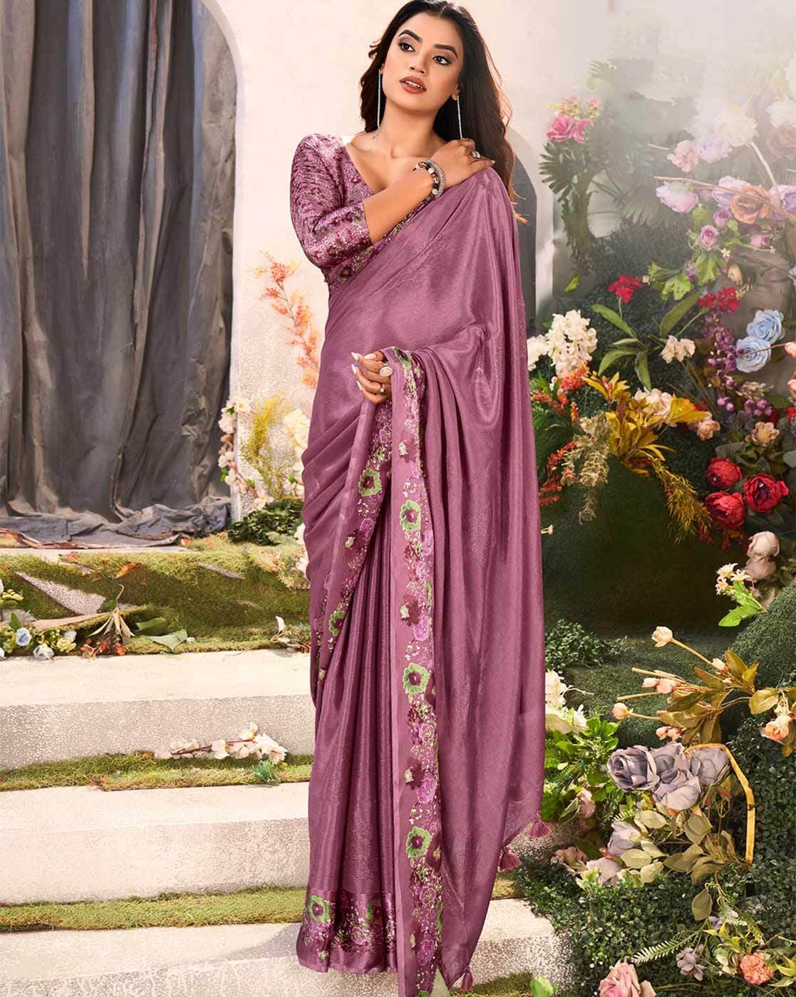 Mauve Wedding Sarees, Mauve Wedding Saris and Mauve Wedding Sarees Online  Shopping