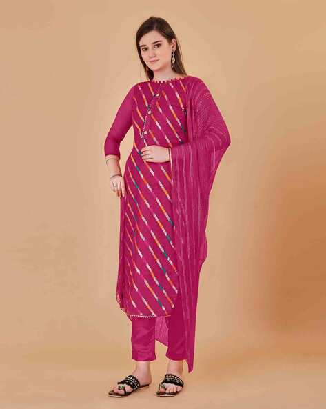 Women Striped Unstitched Dress Material Price in India
