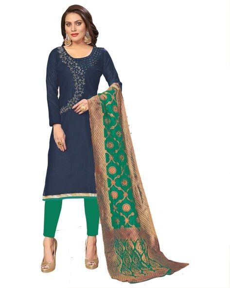 Women Embellished & Embroidery Unstitched Dress Material Price in India