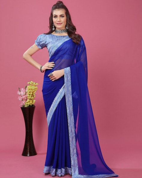 Royal Blue Color Faux Georgette Saree - Shahin Collection YF#23902 –  YellowFashion.in