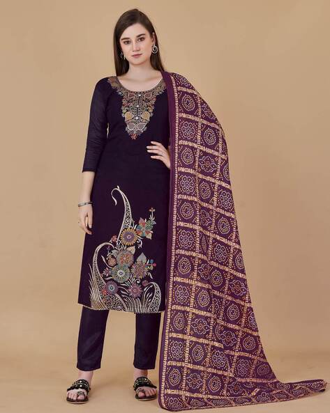 Women Embroidered Unstitched Dress Material Price in India