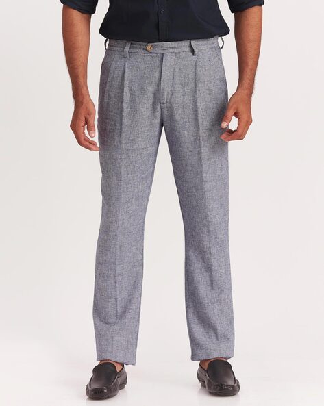 Navy Double-pleat wool-blend trousers | Paul Smith | MATCHES UK