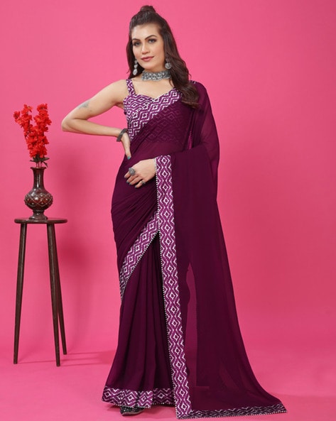 Black & Grey Sarees - Buy Black and Grey Color Sari Online