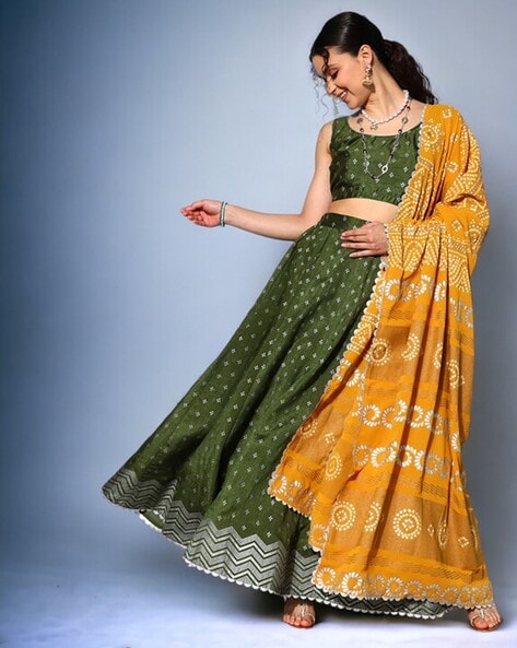 Yellow lehenga with green dupatta Lehenga Choli - Unleashing the Beauty of  Lehenga Choli: A Co