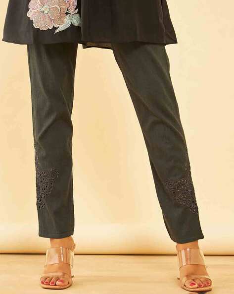 Women Embroidered Slim Fit Pants Price in India