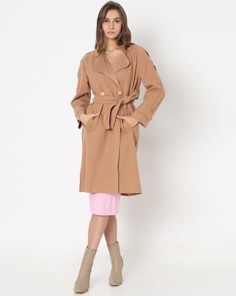 Women Relaxed Fit Coat with Insert Pockets