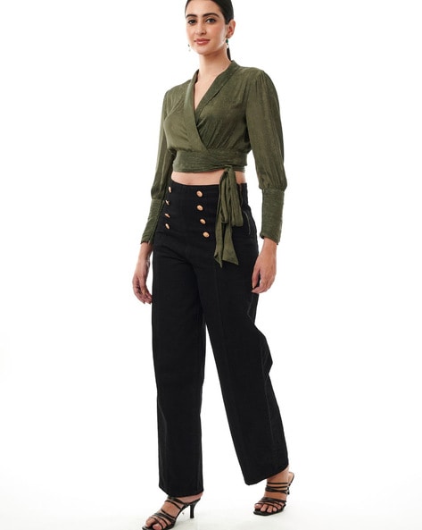 Wrap Top with Waist Tie-Up