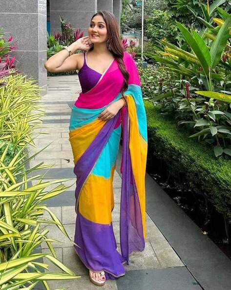 Buy Multicoloured Sarees for Women by Indie Picks Online | Ajio.com