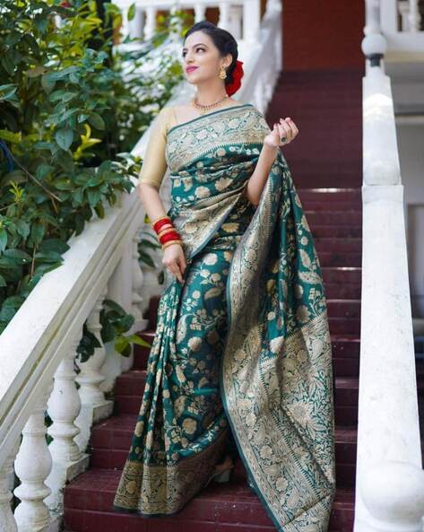 Buy Black Sarees for Women by GLORYANCE Online | Ajio.com