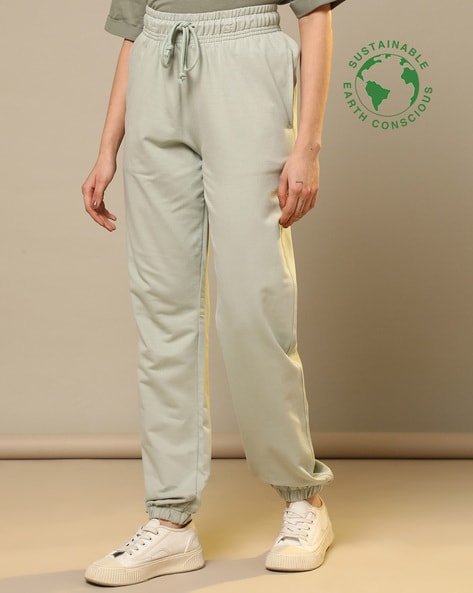 Buy Women Olive Green Regular Fit Solid Joggers - Trousers for