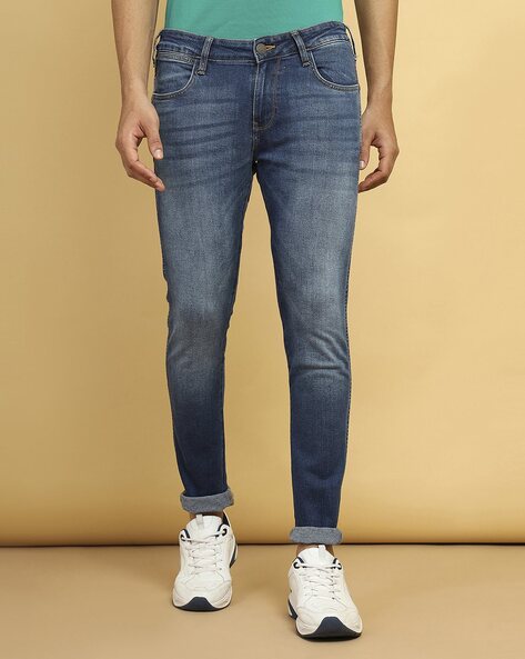 Wrangler Mid-Wash Low-Rise Skinny Fit Jeans