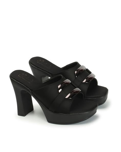 Heels Comfortable Slip On Sandals For Women Buy Black Heeled
