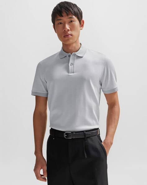 Buy BOSS Mercerized Finish Structured Regular Fit Cotton Polo T