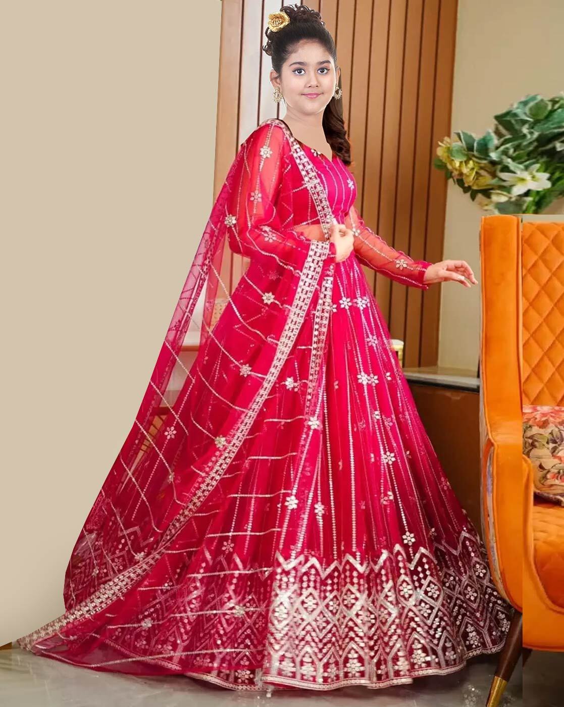 kids pink lehenga choli at Rs.600/Piece in surat offer by Akshar Fashion