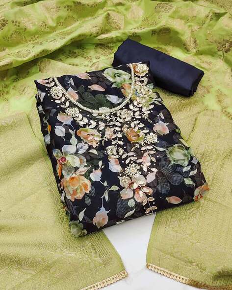 Women Floral Print 3-Piece Dress Material Price in India