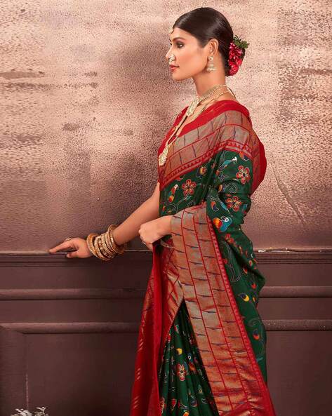 Buy Green Sarees for Women by SATRANI Online