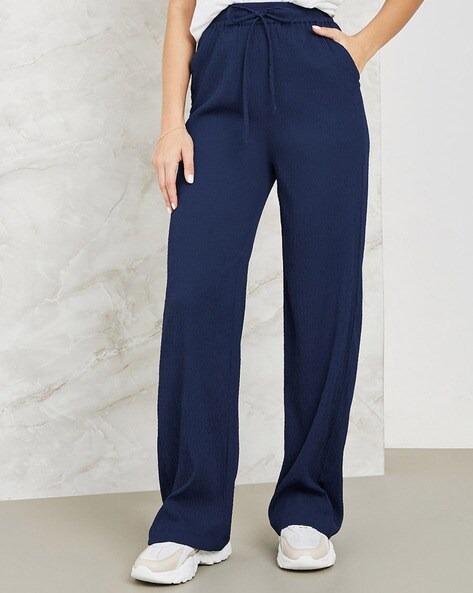 Buy Navy Blue Trousers & Pants for Women by DKGF FASHION Online