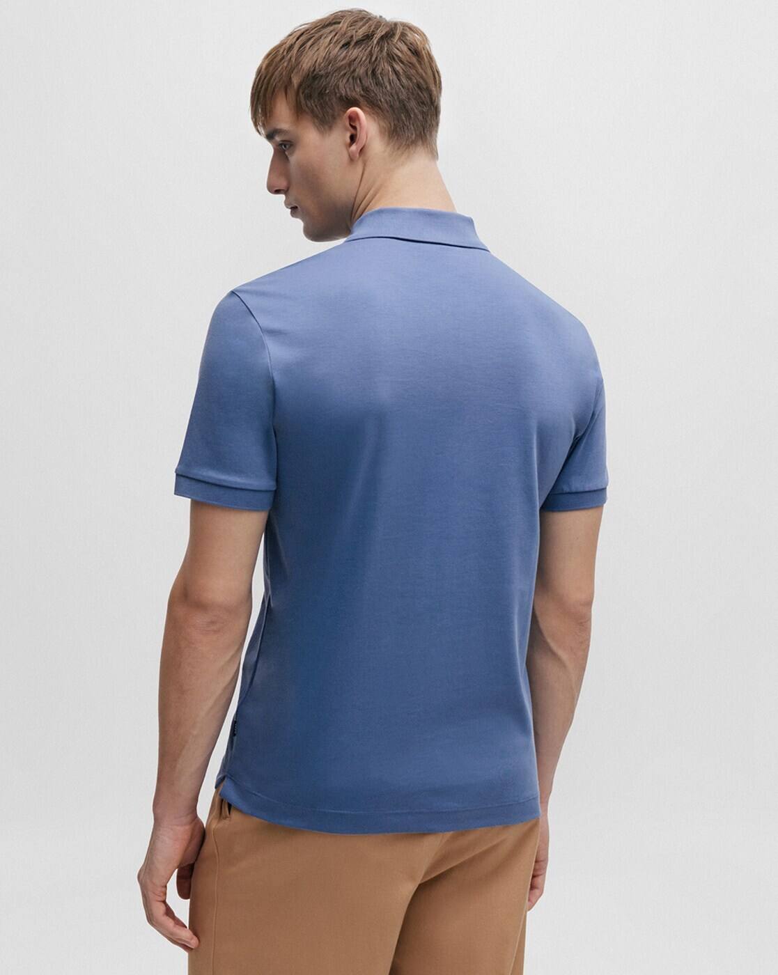 Buy BOSS Zip Placket Structured Cotton Slim Fit Polo T-Shirt