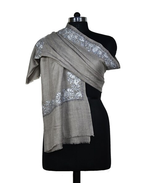 Women Embroidered Stole with Fringed Detail Price in India