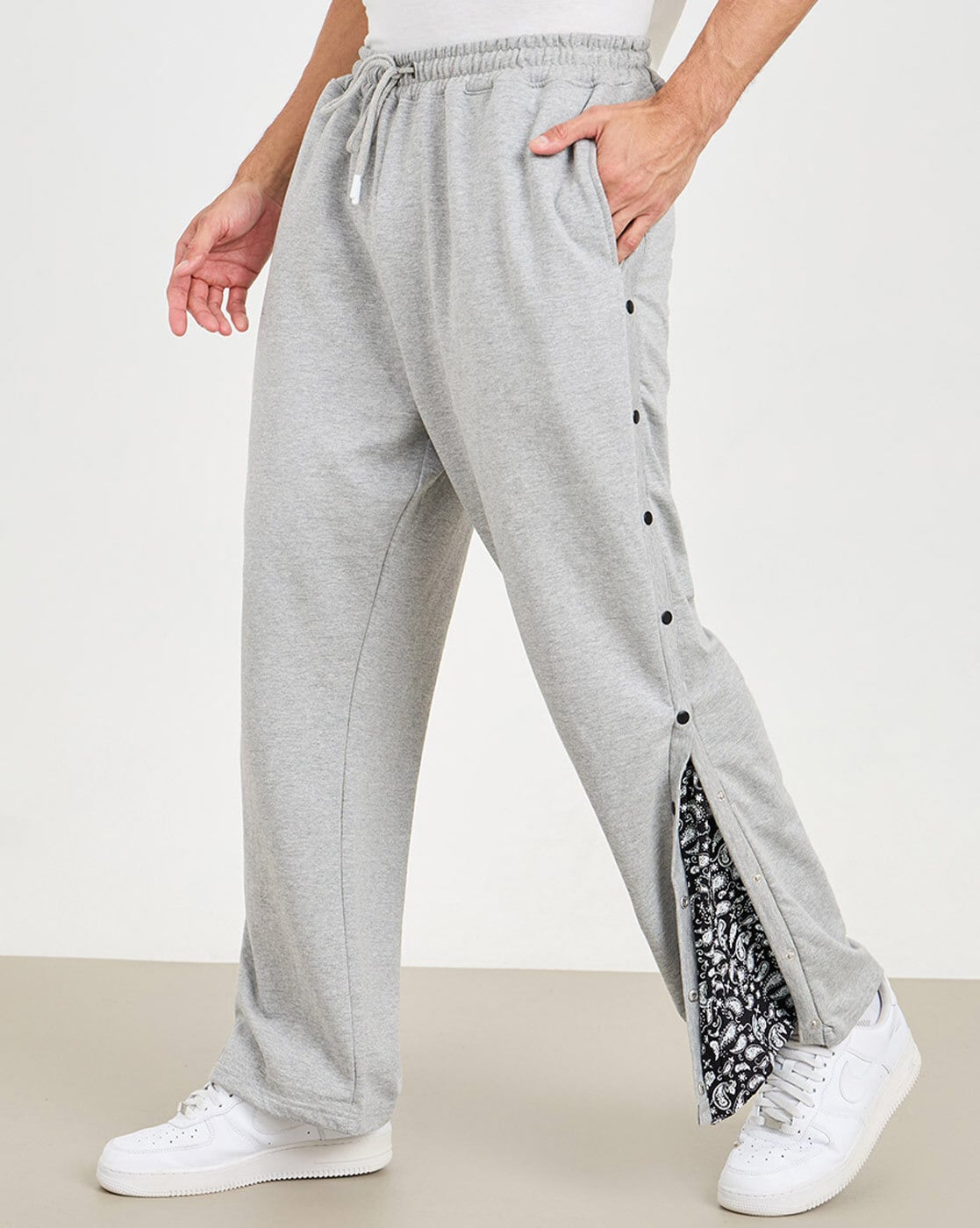 Side Slit Trousers For Men Basketball Pants Men's Sweatpants Side Snap  Button Track Pants Tear Away Pants Fit Active Casual Elastic Cinch Side  Split Snap Button (Color : Black, Size : M) :
