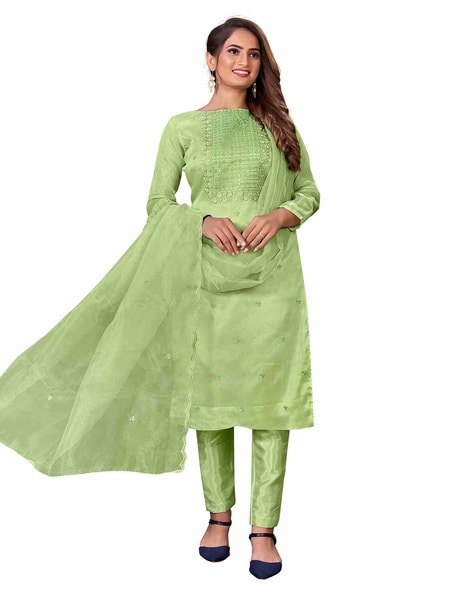 Embroidered Unstitched Dress Material Price in India