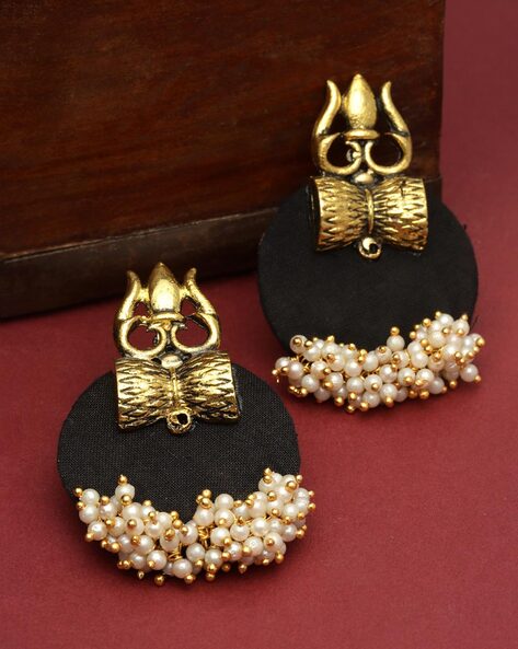 Buy Silver Plated Trishul Earrings by Neeta Boochra Online at Aza Fashions.