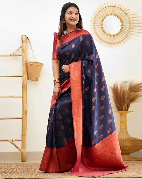 Buy Blue Red Saree Online Archives | trendwati