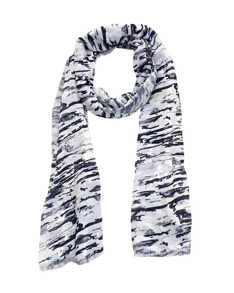 Women Printed Stole with Frayed Hem Price in India