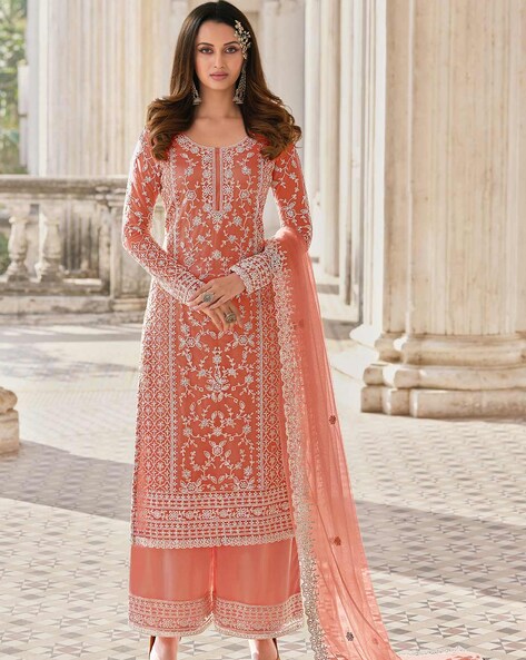 Women Embroidered 3-Piece Straight Dress Material Price in India
