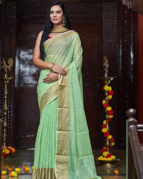 Tape Jama Green - Begumpur Cotton Saree - Dora By Phoenix