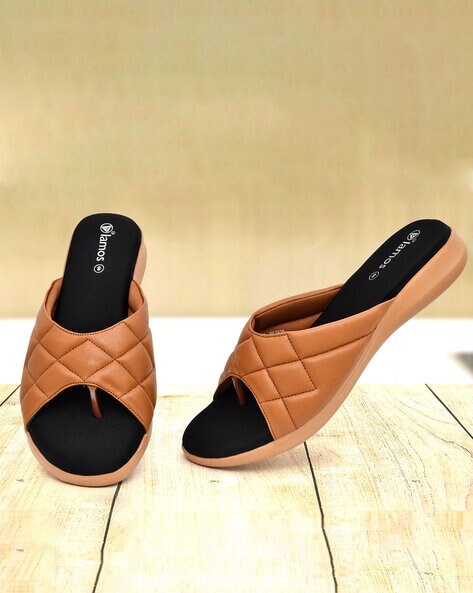 Buy Tan Flat Sandals for Women by LAMOS Online Ajio