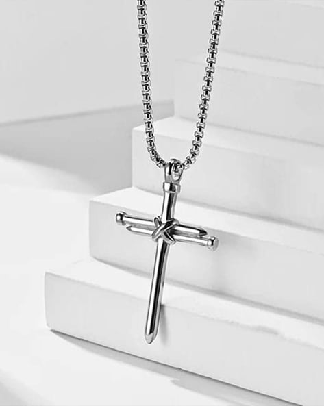Orthodox Cross Necklace Silver Crucifix Mens Jewelry Pendant