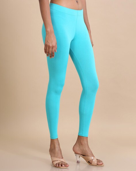 Buy Souchii Turquoise Blue Solid Slim-Fit Ankle-Length Leggings Online at  Best Price | Distacart