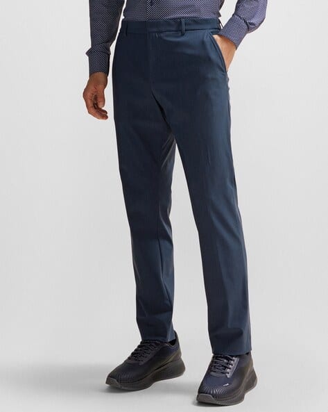 Micro-Patterned Jersey Slim Fit Trousers