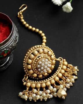 panash Gold-Plated Pearl-Beaded Mang Tikka-picture-44