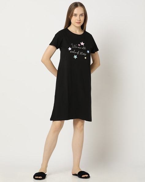 Buy Black Nightshirts Nighties for Women by Fig Online Ajio