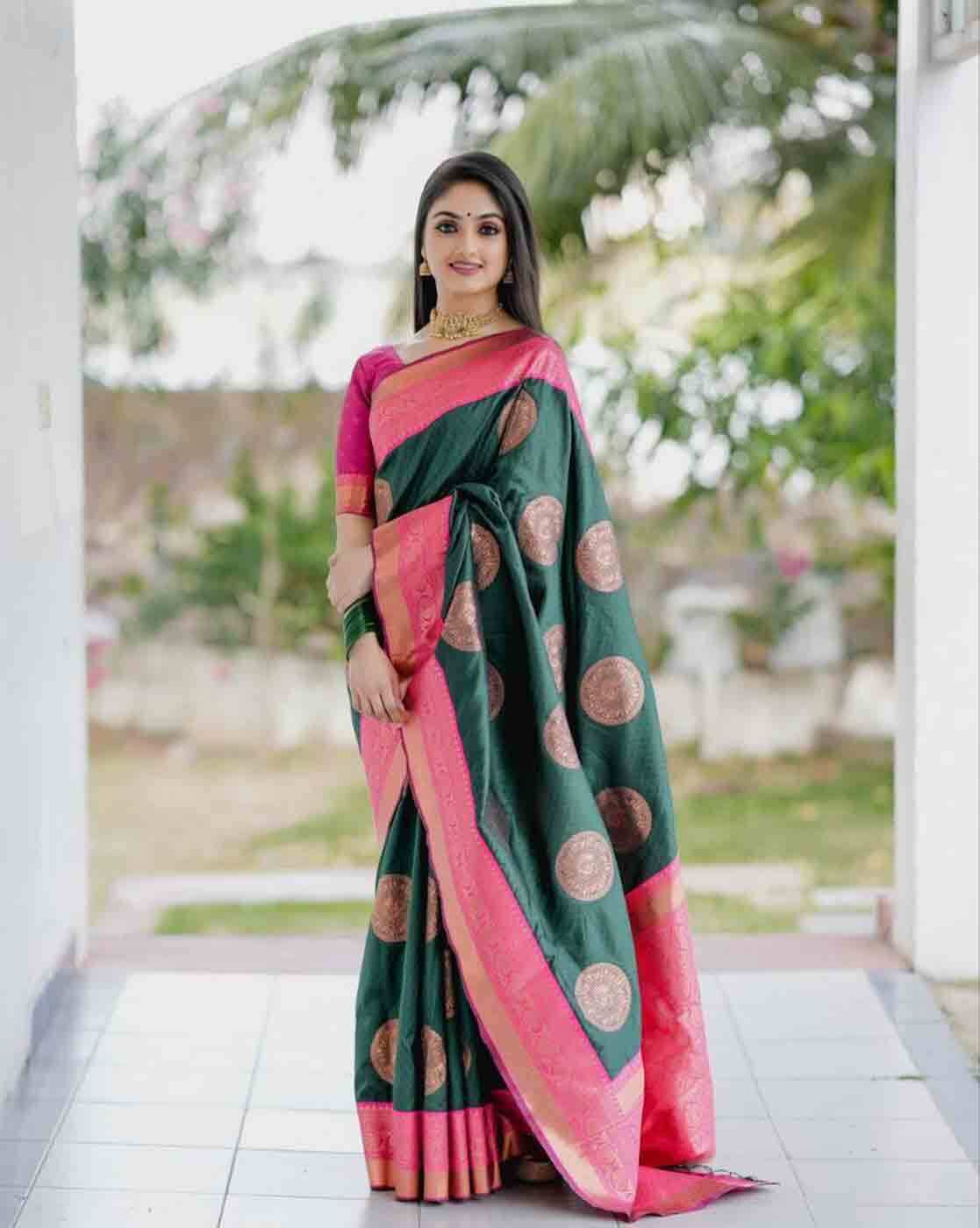 Buy Green Sarees for Women by ZIKARAA Online